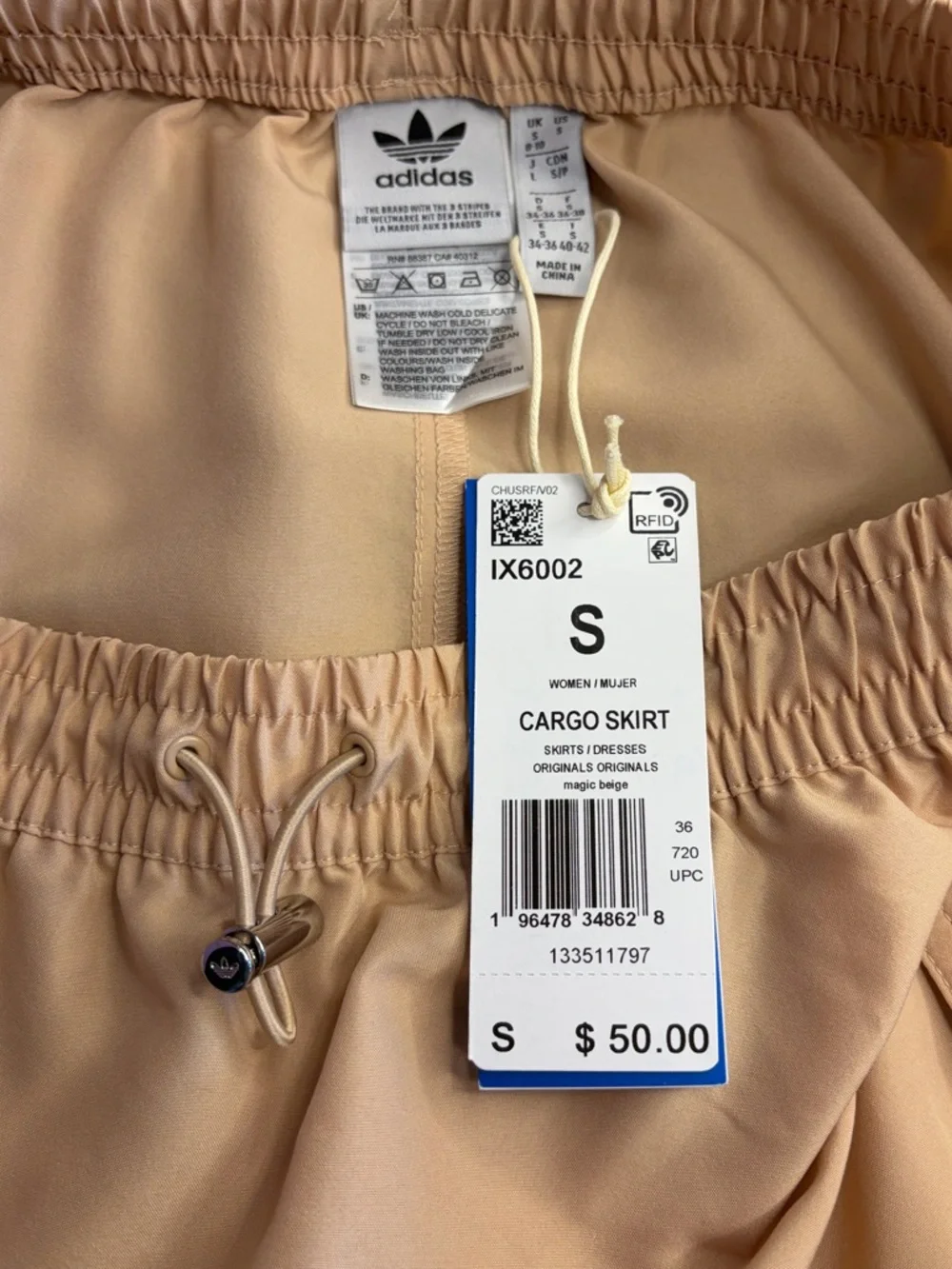 NWT Adidas Beige Drawstring Pocket Skirt - Picture 5 of 6